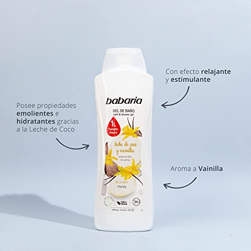 Babaria - Gel de baño con leche de coco y vainilla - Formato ahorro - 1L