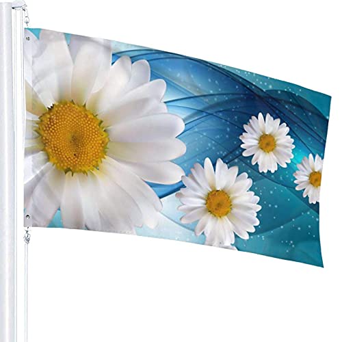 Bandera de jardín Banner Hermosas Margaritas Color Vivo y Resistente a la decoloración UV Bandera de Patio de Bienvenida Bandera de decoración de jardín 90 x 150 cm