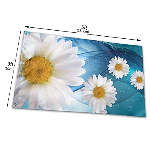 Bandera de jardín Banner Hermosas Margaritas Color Vivo y Resistente a la decoloración UV Bandera de Patio de Bienvenida Bandera de decoración de jardín 90 x 150 cm