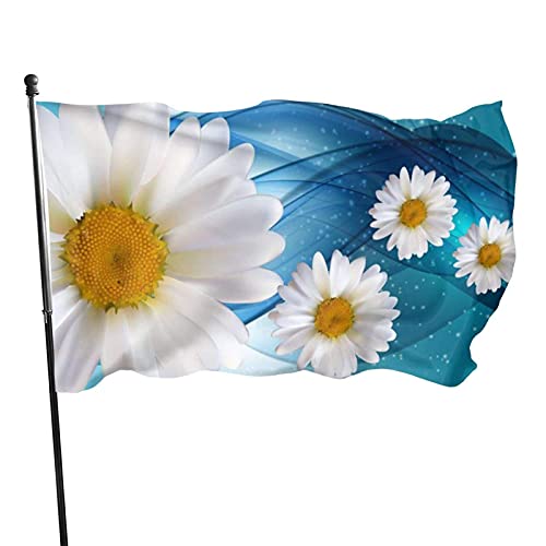 Bandera de jardín Banner Hermosas Margaritas Color Vivo y Resistente a la decoloración UV Bandera de Patio de Bienvenida Bandera de decoración de jardín 90 x 150 cm
