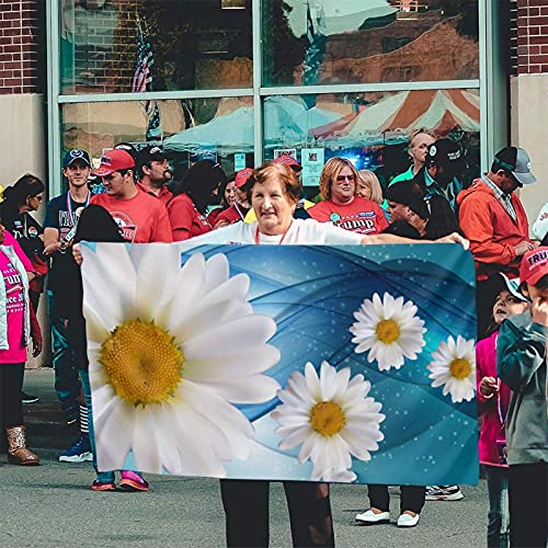 Bandera de jardín Banner Hermosas Margaritas Color Vivo y Resistente a la decoloración UV Bandera de Patio de Bienvenida Bandera de decoración de jardín 90 x 150 cm