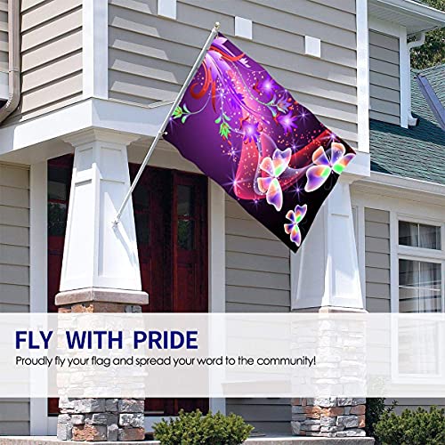 Bandera de jardín Hermosas Flores y Mariposas Bandera de Patio de casa Duradera Decoración de la casa Celebración estacional Bandera de jardín de casa Banner 90 x 150 cm