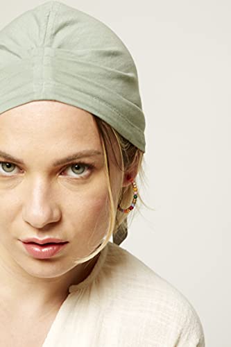 Belle Turban, Turbante para Mujer, Modelo C-Bora, Color Kaki V, Talla única, Elegante Gorro Oncológico, Hecho con Algodón Orgánico, Suave y Transpirable, No Irrita, Fabricado en España