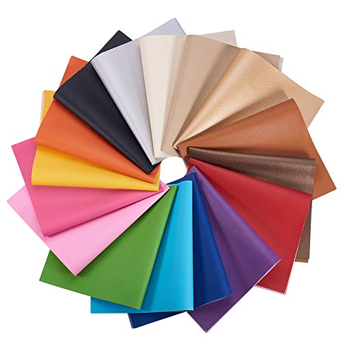 BENECREAT 16 PCS Hojas de Cuero de Imitación 16 Colores Cuero Sintético con Parte Posterior de Lienzo para Manualidad de Artesanía