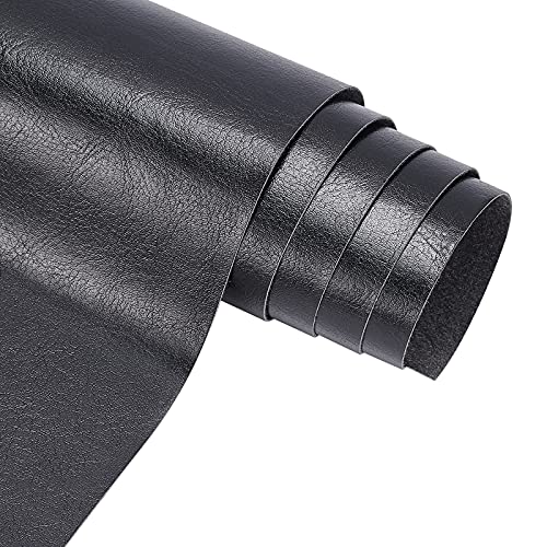 BENECREAT Cuero sintético de piel sintética (33 cm x 140 cm), color negro (0,4 mm de grosor)
