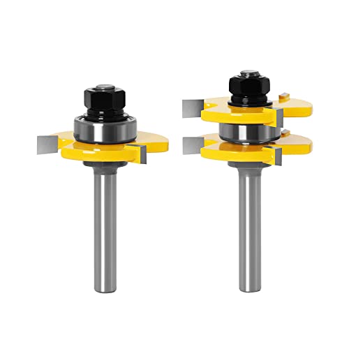 Bestgle Brocas de lengüeta y ranura 8 mm, 2 piezas brocas de lengüeta y ranura Herramienta de fresado de madera de corte de la máquina de grabado