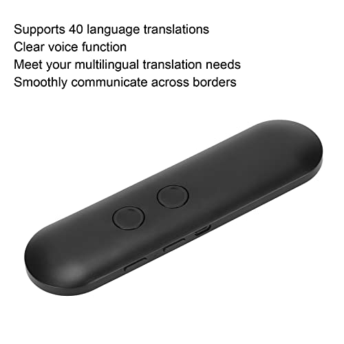 Bewinner Dispositivo Traductor de Idiomas en Tiempo Real Dispositivo Traductor Bidireccional 40 Idiomas Traductor Portátil Bluetooth AI para Trabajo de Estudio de Viaje(Negro)