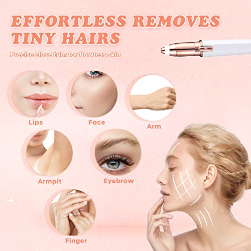 Binecer Depiladora Facial mujer, 2 IN 1 depiladora cejas,Depiladora Facial Mujer con Luz LED,Depiladora Cejas Electrica Portátil y sin Dolor Depiladora Facial Mujer Electrica Recortador