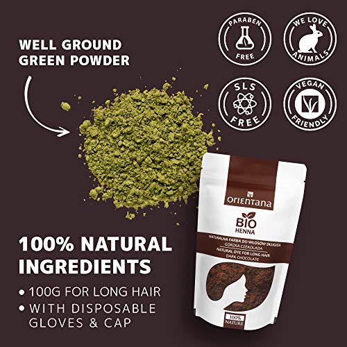 BIO HENNA marrón oscuro CHOCOLATE NEGRO– PELO LARGO, 100 g