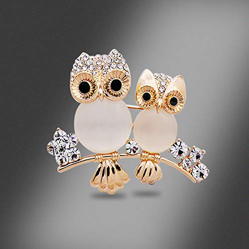 Bobury Broche búho Forma Rhinestone Cubierto Cristal Belleza Broche Pin Bufandas Clip Mantón para Mujeres Señoras