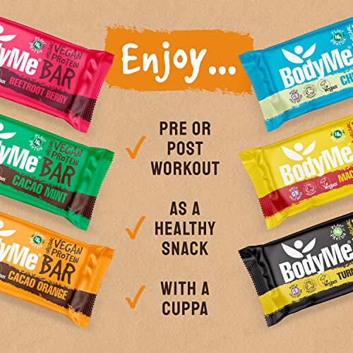 BodyMe Barritas Proteinas Veganas Organica | Caja Mixta | 12 x 60g Barra Proteina Vegana | Sin Gluten | 16g Proteína Completa | 3 Proteina Vegetal | Aminoacidos Esenciales | Vegan Protein Bar