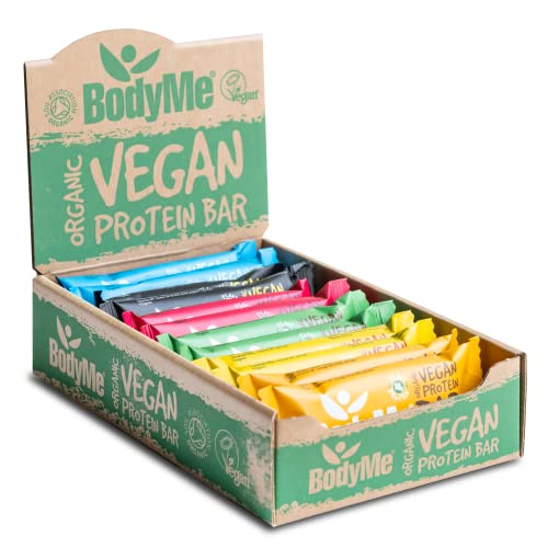 BodyMe Barritas Proteinas Veganas Organica | Caja Mixta | 12 x 60g Barra Proteina Vegana | Sin Gluten | 16g Proteína Completa | 3 Proteina Vegetal | Aminoacidos Esenciales | Vegan Protein Bar