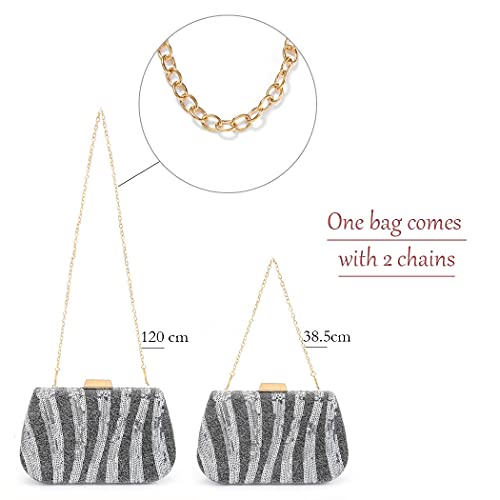 Bohend Moda Embrague Bolsa Lentejuela Brillantina Bolso Boda Fiesta Clubs Brillante Bolsos de mano para mujer (Plata)