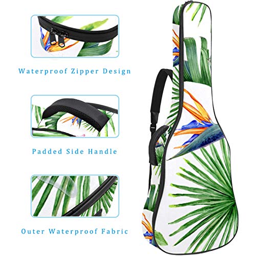 Bolsa de guitarra vintage funda gruesa esponja acolchada para guitarra con 2 bolsillos prácticos para guitarra acústica clásica 40 41 42 pulgadas, orquídeas rosas y Royal