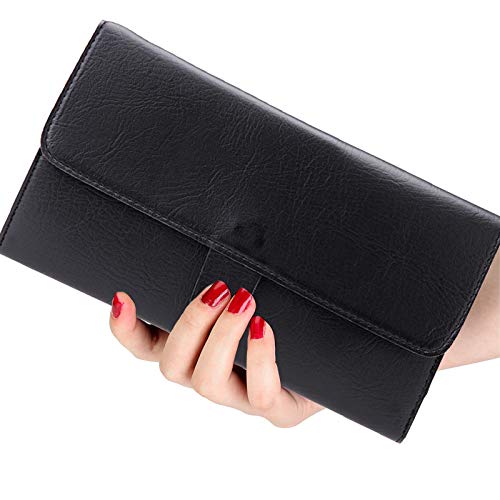 Bolsa de Tijeras de Peluquería de Cuero Profesional para Peluqueros y Barberos Funda para Tijeras de Peluquero Herramientas Negro Organizador de Tijeras para Tijeras de Peluquería,Peines etc. 1 Pcs