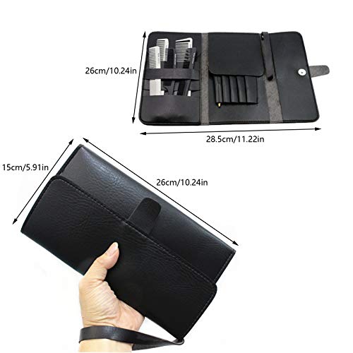 Bolsa de Tijeras de Peluquería de Cuero Profesional para Peluqueros y Barberos Funda para Tijeras de Peluquero Herramientas Negro Organizador de Tijeras para Tijeras de Peluquería,Peines etc. 1 Pcs
