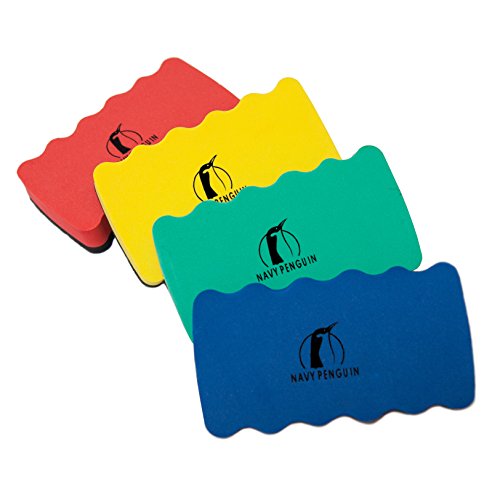 Borrador Mágnetico para Pizarra Blanca - Conjunto Premium de 4 - Goma de Borrar con Imanes Fuertes - Limpiador para Marcadores y Rotuladores de Borrado en Seco - Liquidador para Oficina y Escuela