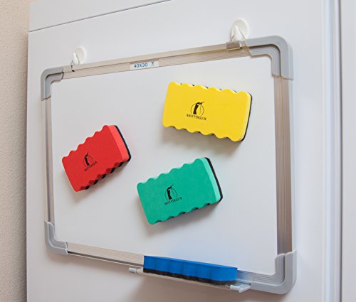 Borrador Mágnetico para Pizarra Blanca - Conjunto Premium de 4 - Goma de Borrar con Imanes Fuertes - Limpiador para Marcadores y Rotuladores de Borrado en Seco - Liquidador para Oficina y Escuela
