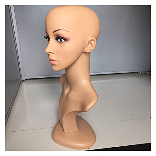 Cabeza de maniquí PE Bald MANNUQUIN Cabeza para Pelucas Haciendo la cosmetología Manikin Head para la práctica de Maquillaje Cabeza de maniquí Negro
