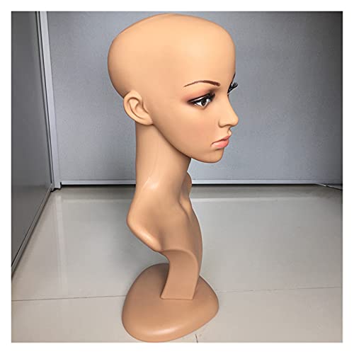 Cabeza de maniquí PE Bald MANNUQUIN Cabeza para Pelucas Haciendo la cosmetología Manikin Head para la práctica de Maquillaje Cabeza de maniquí Negro