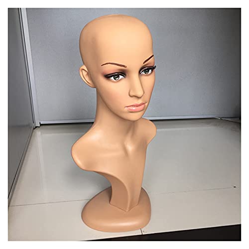 Cabeza de maniquí PE Bald MANNUQUIN Cabeza para Pelucas Haciendo la cosmetología Manikin Head para la práctica de Maquillaje Cabeza de maniquí Negro