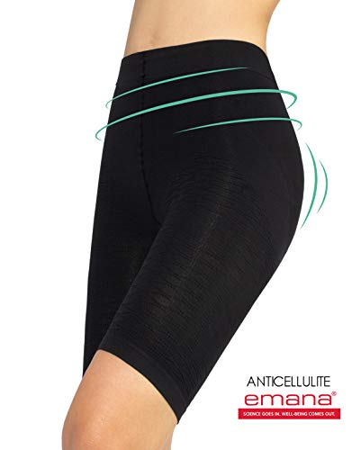 CALZITALY – Faja Reductora Anticelulitis Efecto Masajeante | Cósmetico Textil | Pantalón Corto Reductor, Moldeador | Negro, Natural | S, M, L, XL | Made In Italy (XL, Negro)