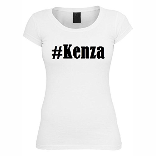 Camiseta #Kenza Hashtag con rombos para mujer, hombre y niños en los colores blanco y negro Blanco XXL