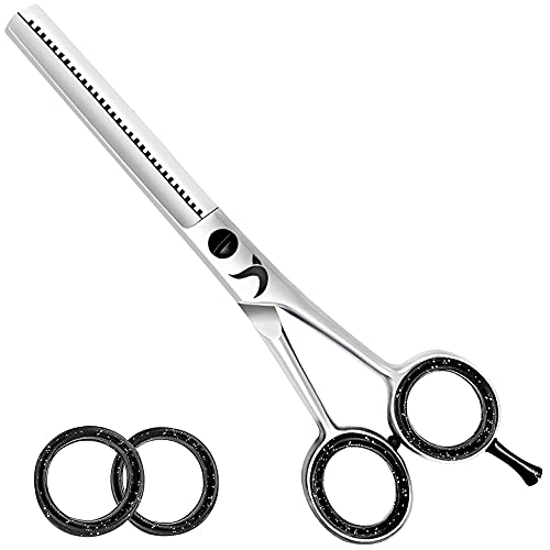 Candure Tijeras Entresacar Profesional Barbero Tijera de Cortar el Pelo 6” Acero Inoxidable Tijeras de Adelgazamiento Peluquería Esculpir para Niños, Hombres, Mujeres y Salones