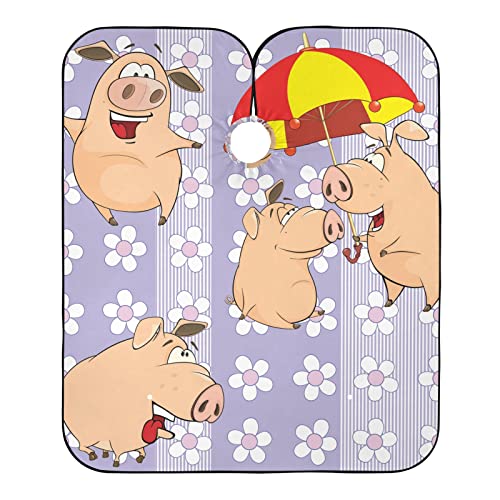 Capa de peluquería impermeable 1 para adultos corte de pelo Cabo corte de pelo babero salón Cabo Unisex lindo Cartoon Fly Pig paraguas