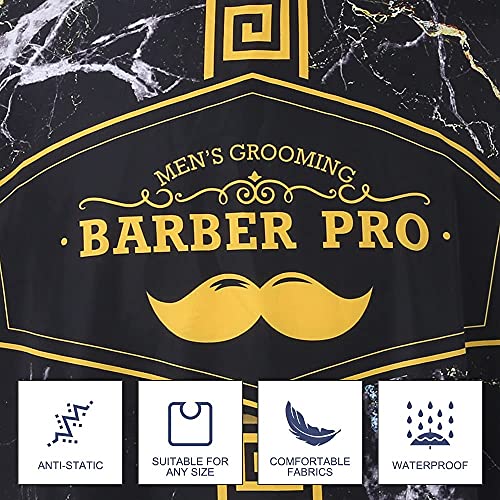 Capa de peluquero para hombres, capa de corte de pelo profesional con cierre a presión, impermeable, material de poliéster Peluquería corte capa dimensiones L165CM* W145CM (negro)