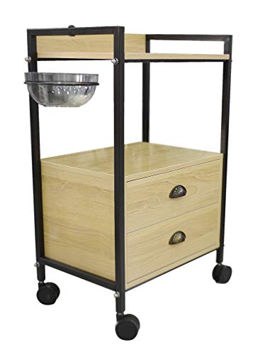 Carro de Mantenimiento con Ruedas Profesional para Peluquería, Barbería, Perfumería, Cosméticos, Salón, Tienda de Tatuaje, Manicura y Pedicura, Material Madera