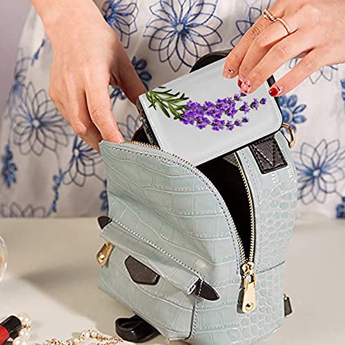 Cartera de la Tarjeta, Guirnalda Marco de Provenza Ramo de Perfume Floral Cremallera de Cuero pequeña Estuche para Tarjetas de crédito Porta Pasaporte de Viaje para Hombres y Mujeres con Llavero