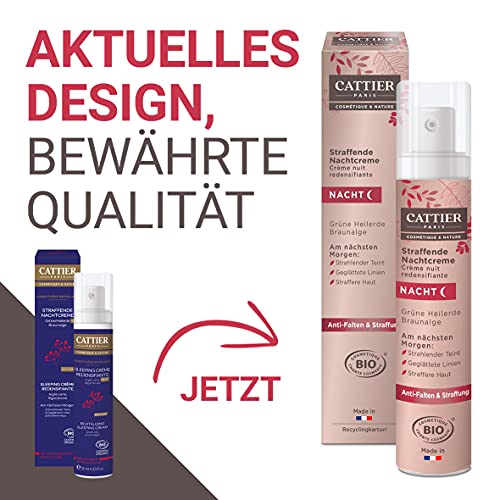 Cattier Crema de noche reafirmante para piel madura con erradicación verde, cosmética natural, 50 ml
