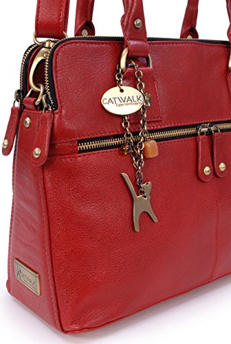 CATWALK COLLECTION - VICTORIA - Bolso de hombro estilo shopper - Cuero vintage - Rojo