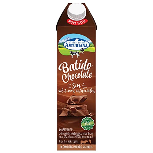 Central Lechera Asturiana Batido Cacao - Paquete De 6 X 1000 Ml, Chocolate, 6000 Mililitro, 6 Unidades