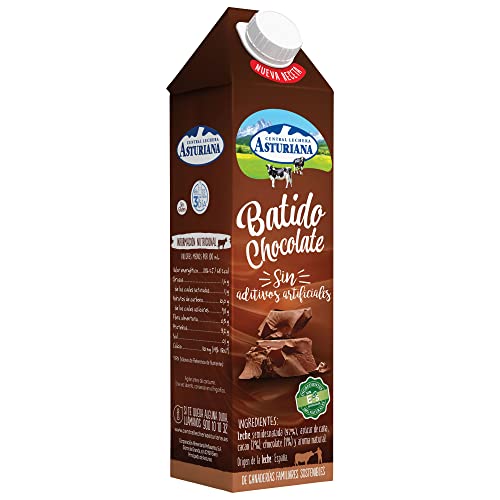 Central Lechera Asturiana Batido Cacao - Paquete De 6 X 1000 Ml, Chocolate, 6000 Mililitro, 6 Unidades