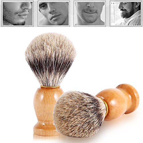 Cepillo de afeitar, herramientas de afeitar para el cabello facial Herramienta de cosméticos Mango de madera Essentials para hombres Faux Badger Hair Barber Beauty Tool Perfecto para el hogar