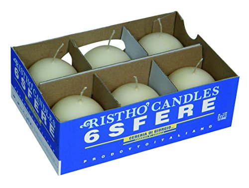 Cereria de Giorgio risthò Velas Bola, Cera, Crema, 6 x 6 x 6 cm, 6 Unidad