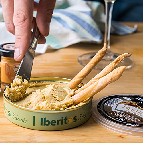 Cesta Gourmet Regalo - Lote Gourmet Enrique Rech - Vino Tinto Reyes, Pack de 2 Patés Ibericos, Pack 2 Cremas, Humus de Garbanzo y Rizaditos de Pan Guapo - Caja Regalo para Picoteo