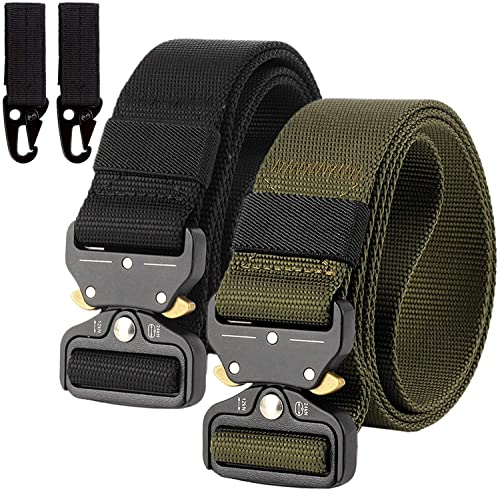 Chalier 2 Cinturones Unisex, Verde Militar + Negro, Talla única para Hombre
