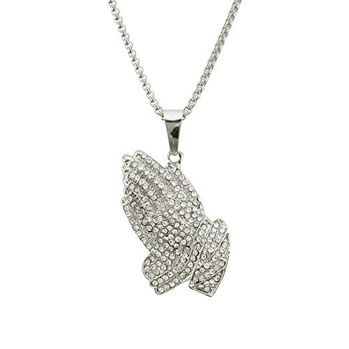 CHENLING Collar hip hop oración mano collar moda completo diamante bergamota colgante