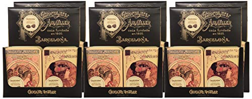 Chocolate Amatller - Hojas finas 70% cacao en Caja Metálica - 6 unidades