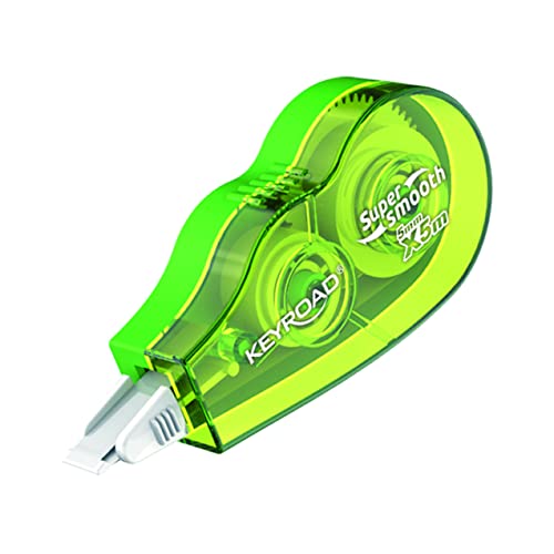 Cintas Correctoras Mini - Pack de 2 en Color Verde y Rosa - Aplicación en Seco - Diseño Ergonómico y Cómodo Agarre - Cinta Correctora con Tapa de Protección - Keyroad (KR971915)
