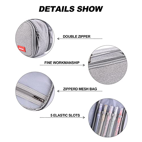 CITAMAMA Estuche Escolar de Gran Capacidad, Estuche Escolar 3 Compartimentos Portable Estuche Organizador Portalapices con Cremallera Doble, para Hombre Mujer Adolescentes Adultos (Gris)