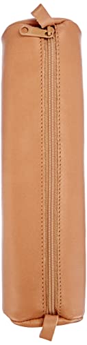 Clairefontaine 8298C - Trousse ronde Ø5,5x22 cm en Véritable Cuir d'Agneau, Naturel