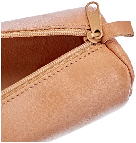 Clairefontaine 8298C - Trousse ronde Ø5,5x22 cm en Véritable Cuir d'Agneau, Naturel