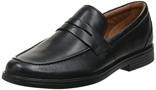Clarks Un Aldric Step, Mocasines Hombre, Negro (Black Leather-), 41.5 EU