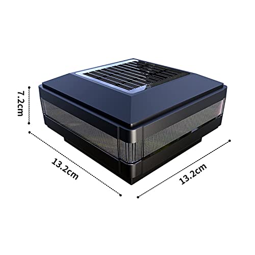 CLLX Luces de Tapa de Poste Solar, Impermeable Exteriores Luz de Pilar de Energía Solar LED para Valla Patio 9x9cm Postes,Negro,Warm Blue Light