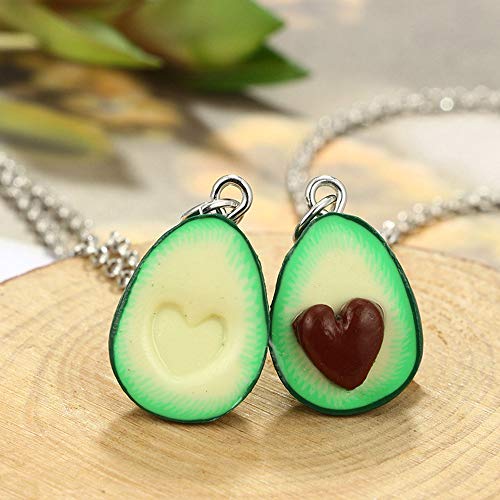 Colgante de cadena 2 piezas BFF Aguacate verde para parejas collares de amistad de amor Mejor amigo Haslkette, collares de joyería para niños Adolescentes Mejores amigos amantes y regalos de pareja