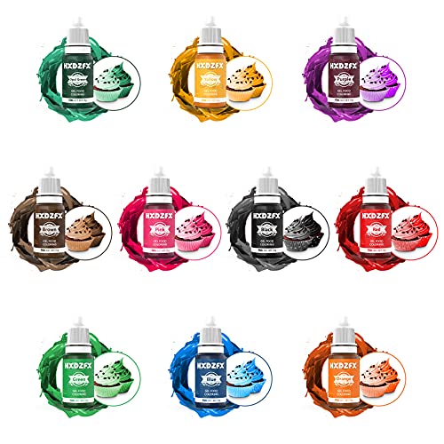 Colorante Alimentario Gel - 10 Colores Concentrado Gel Colorante Alimenticio , Colorante Alimentario de alta concentración para decoración de pasteles, horneando, cocina, glaseado(11g por botella)